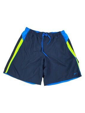 Nike Swim Shorts Mens XL Blue Mid Rise Elastic Waist Swoosh Beach Surf Wear